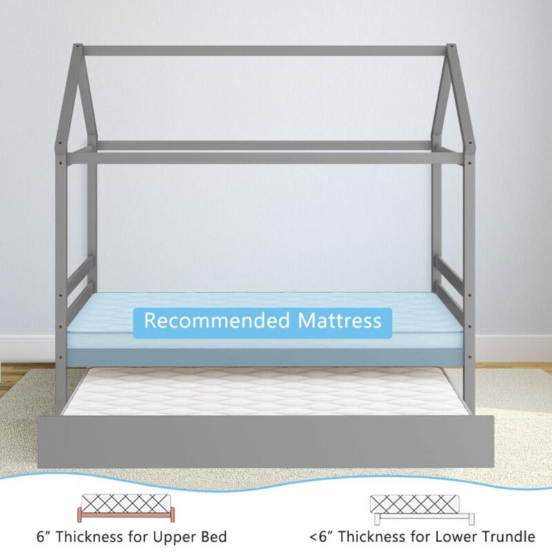 Hivvago Kids Platform Bed Frame with Roof for Bedroom