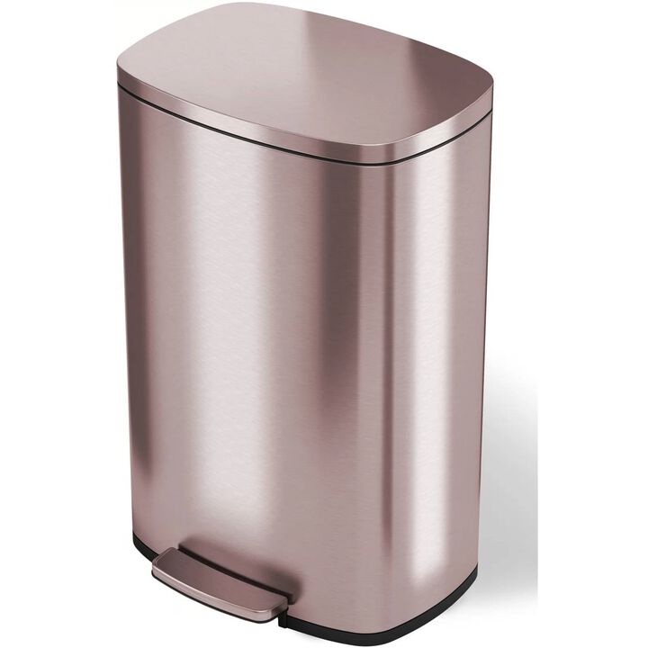 Stainless Steel 13-Gallon Step Trash Can Copper Finish with Deodorizer Filter for Kitchen & Home