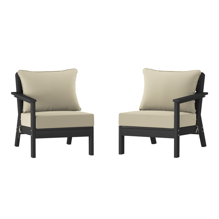 WestinTrends Outdoor Patio HDPE Loveseat Sofa with Patio Cushions