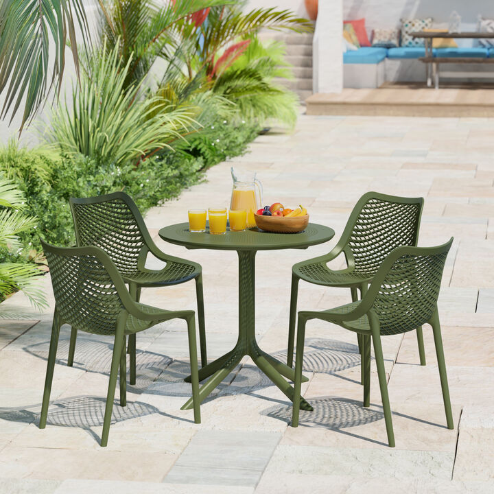 WestinTrends 31.5" Round Plastic Outdoor Patio Dining Table for 4
