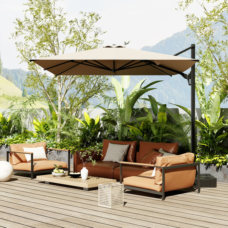 FUFU&GAGA Navy Blue Cantilever Umbrella | Heavy-Duty Outdoor Sunshade with Rotating Base