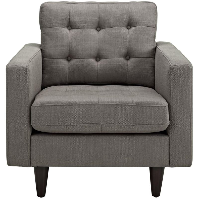 Modway Empress Mid-Century Modern Upholstered Fabric Two Armchair Set in Granite