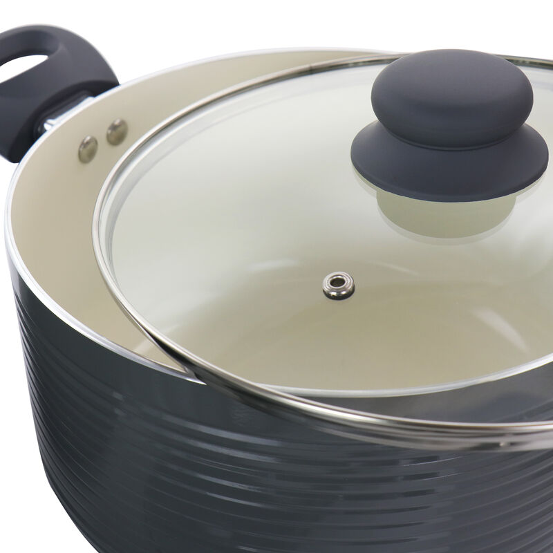 Oster Ridge Valley 8 Piece Aluminum Nonstick Cookware Set in Grey