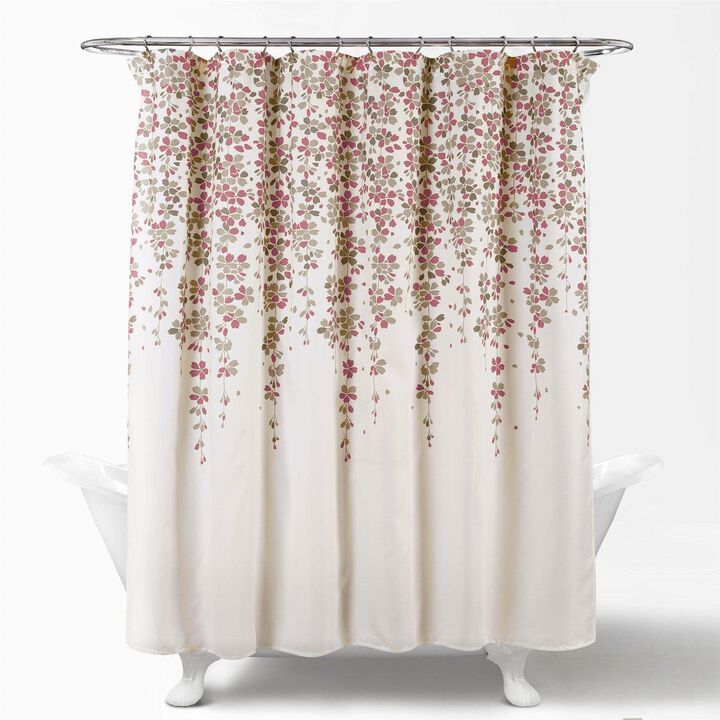 Luxury Floral Shower Curtain – Blooming Flowers Design, Quick-Dry & Wrinkle-Free Fabric