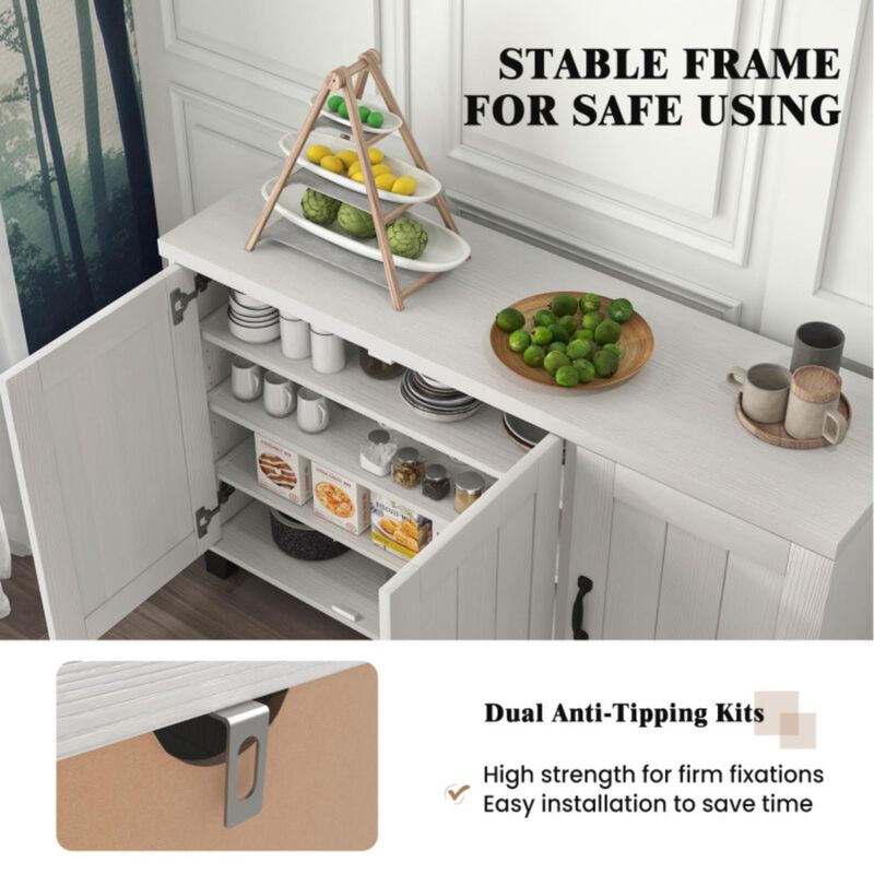 Hivvago 3-Door Buffet Sideboard with Adjustable Shelves and Anti-Tipping Kits