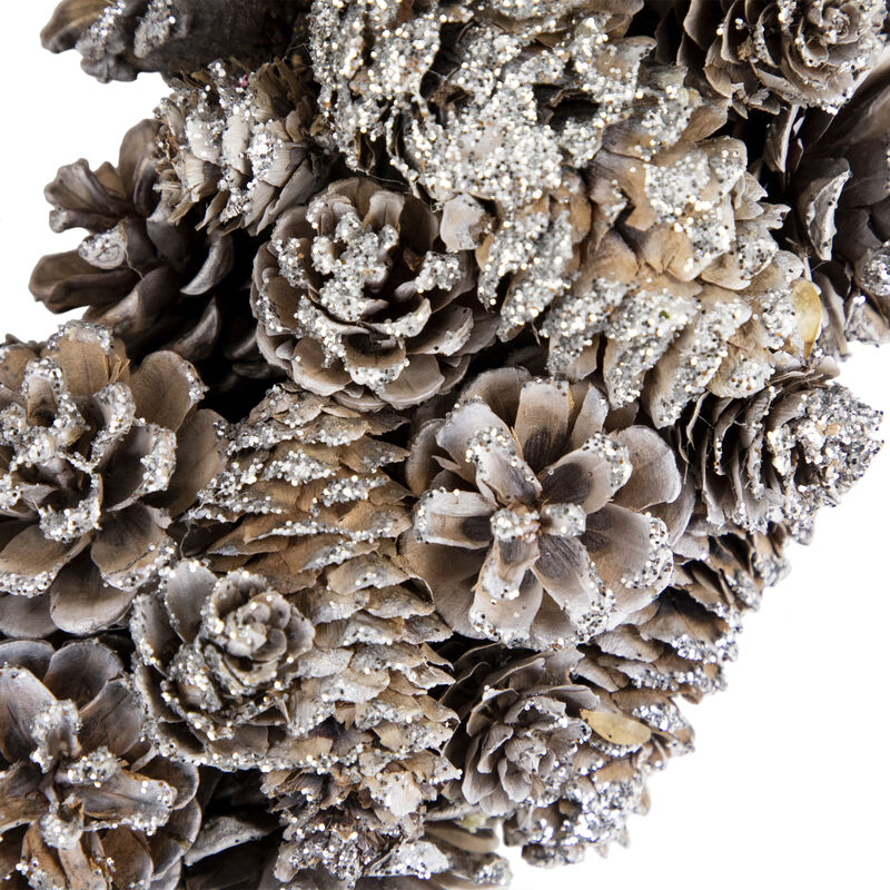 Frosted Assorted Pinecone Decorative Christmas Wreath  13.5-Inch  Unlit