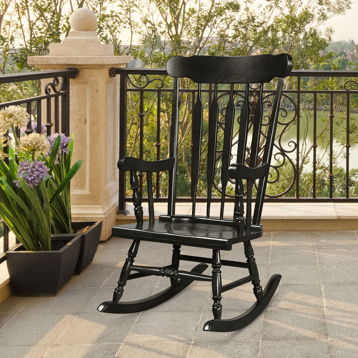 Rocking Chair with Solid Wooden Frame for Garden and Patio