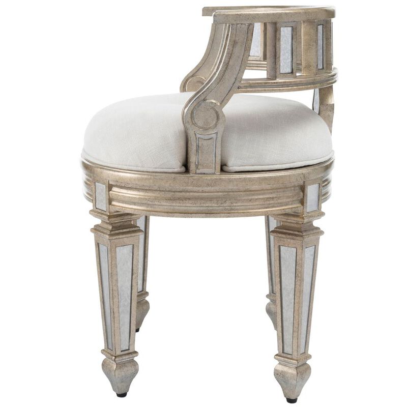 Butler Specialty Company Rebecca Mirrored 21W Vanity Stool, Silver