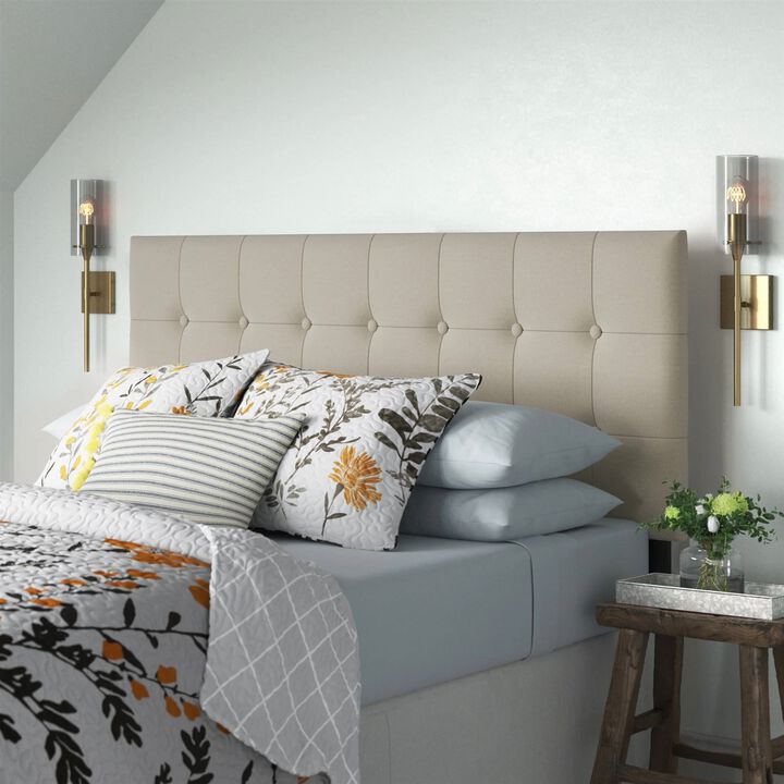 Stylish Button-Tufted Headboard in Upholstered Fabric for Bedroom