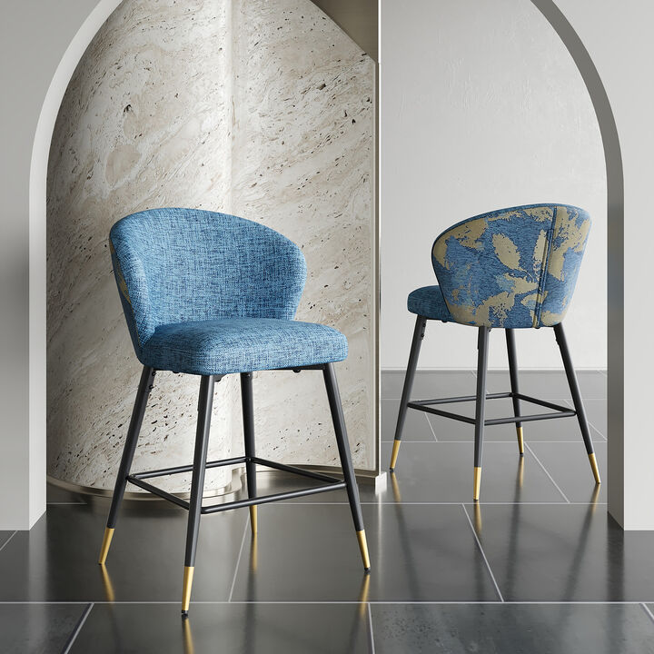 Merax Counter Height Jacquard Upholstered Bar Stools Set of 2