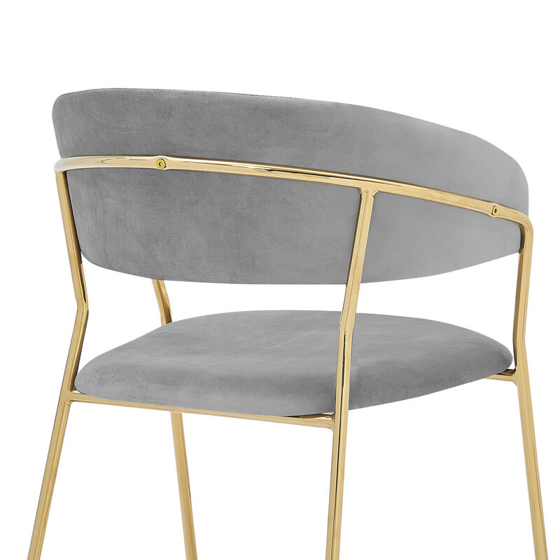 Rococo  Blue Faux Leather and Metal Counter Height Bar Stool