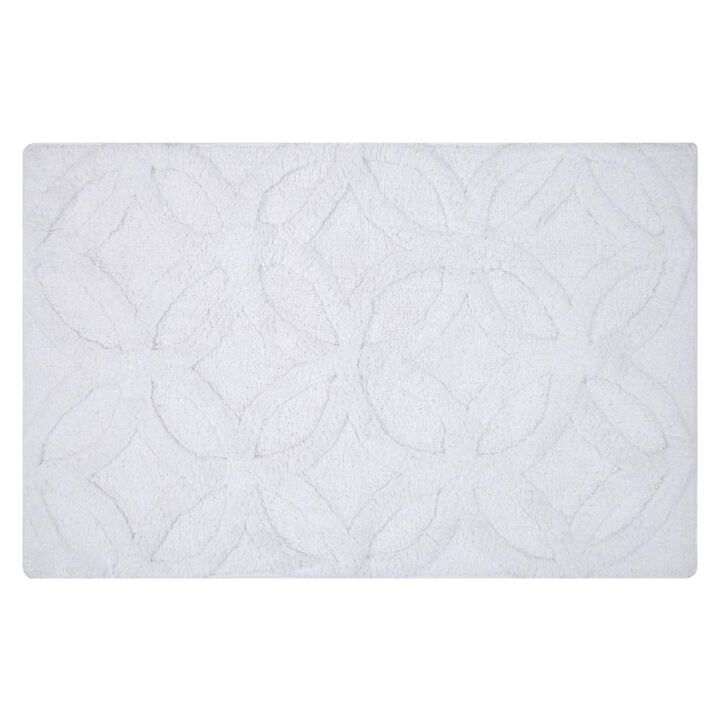 Knightsbridge Arch Bath Rug Cotton Non Skid Back - 20x30", White