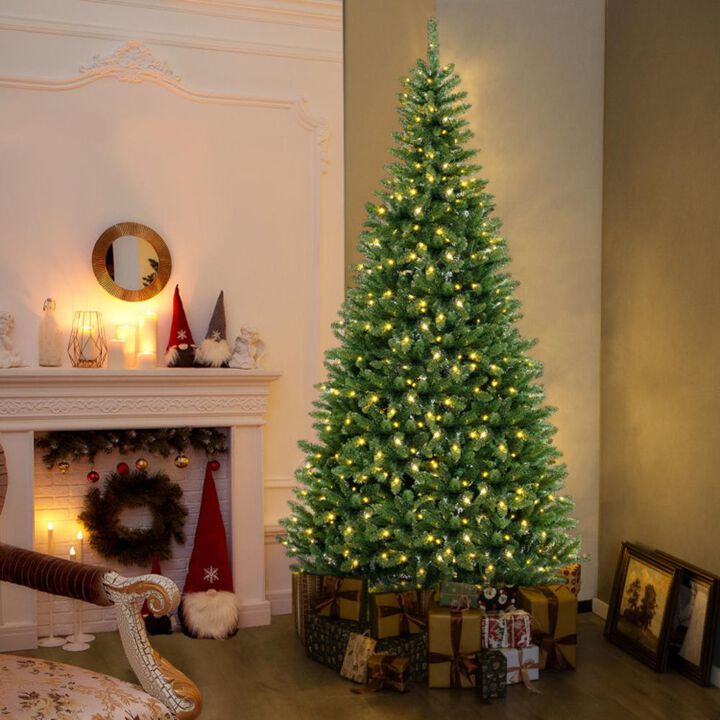 Hivvago 8 FT Corner Artificial Christmas Tree with 1137 Branch Tips and 360 Warm White LED Lights