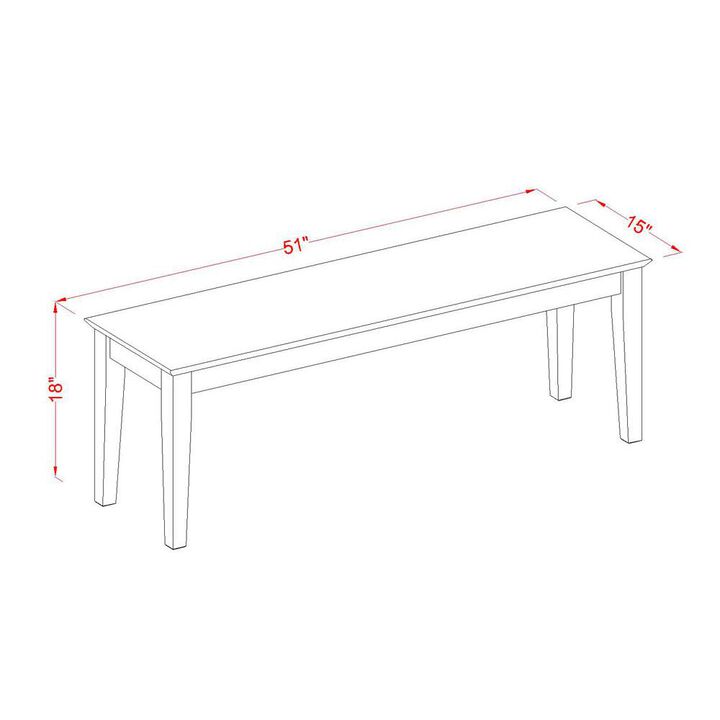 East West Furniture Capri  bench  with  wood  seat  in  Oak  Finish