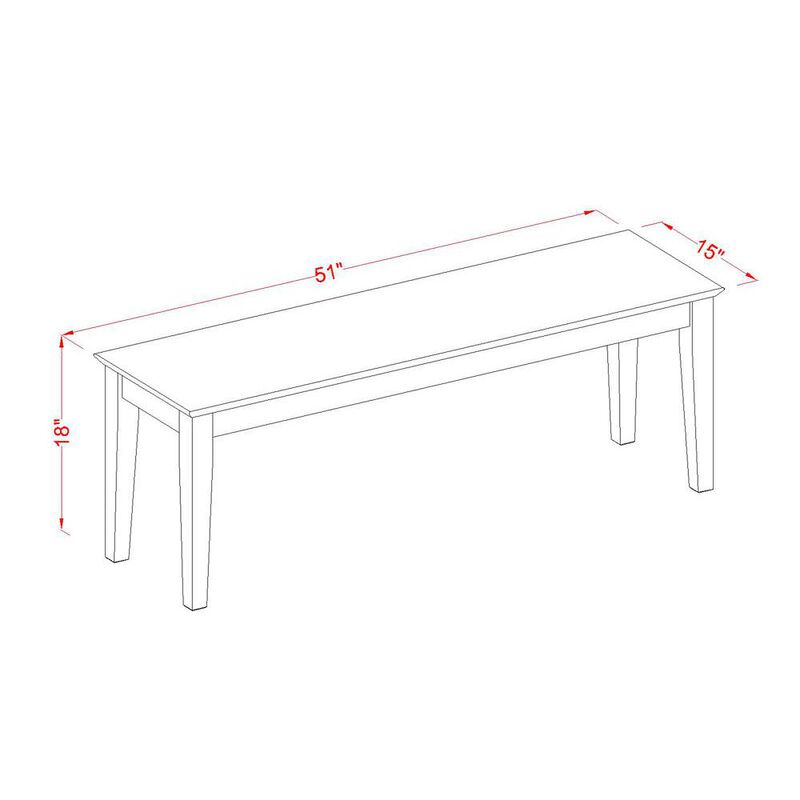 East West Furniture Capri  bench  with  wood  seat  in  Oak  Finish