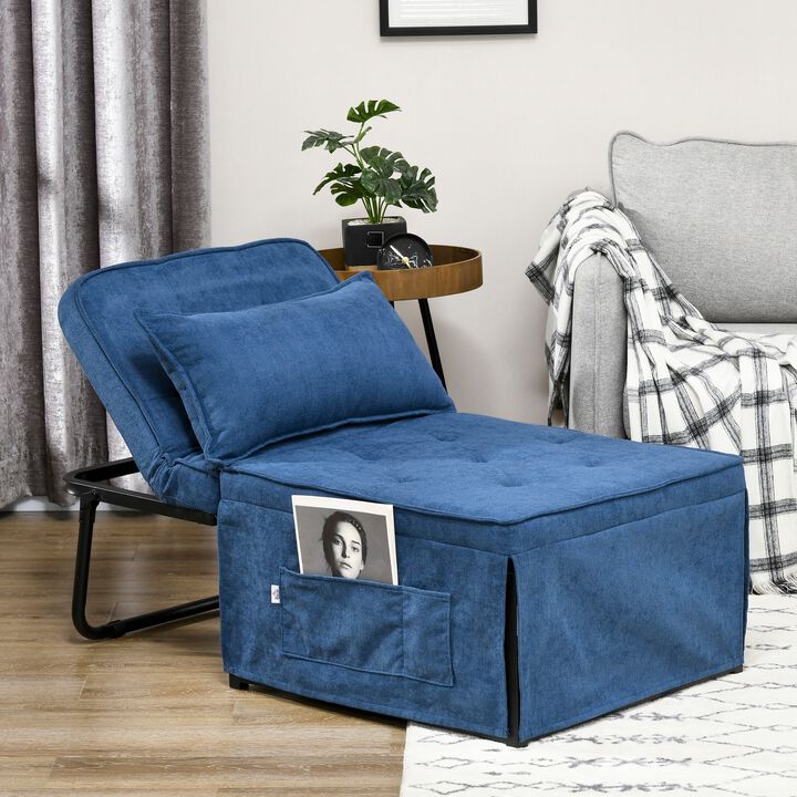 Grey & Blue Versatile Seat: 4-in-1 Convertible Ottoman Sofa Bed