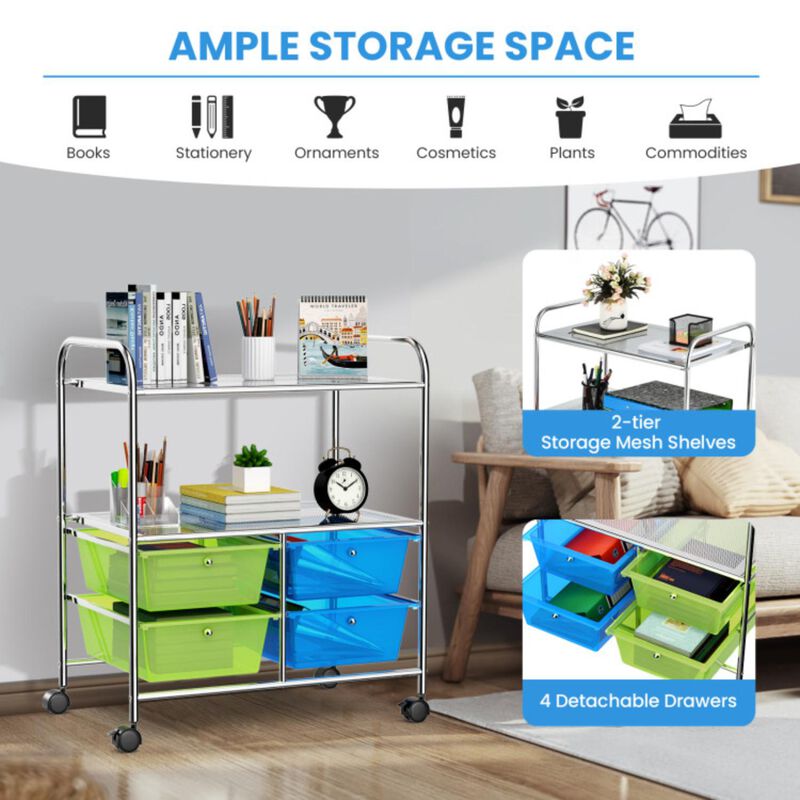 Hivvago 4 Drawers Shelves Rolling Storage Cart Rack