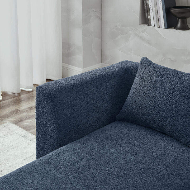 Navy L-Shaped Sectional with Ottoman