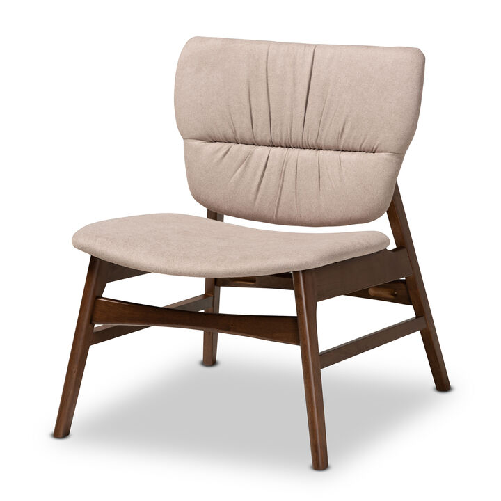 Baxton Studio Benito Transitional Beige Fabric Upholstered Wood Accent Chair