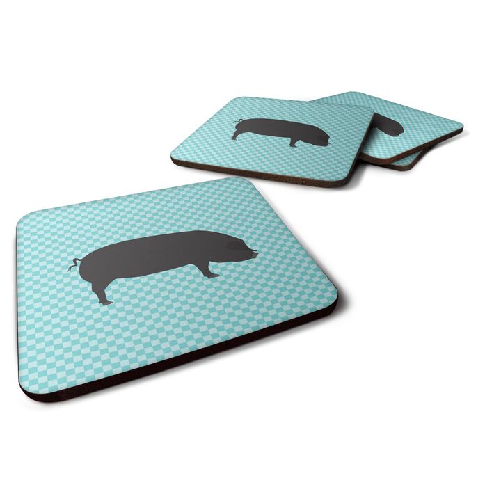 Caroline's Treasures Devon Large Black Pig Blue Check Decorative coasters, 3.5, Multicolor