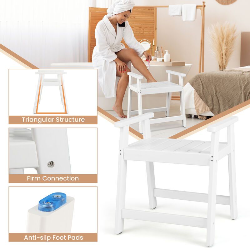 Heavy Duty Shower Bench with Arms for Inside Shower Shaving Legs-White