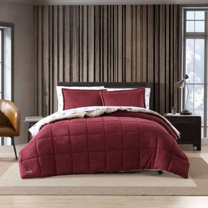 Hivvago Plush Sherpa Reversible Micro Suede Comforter Set