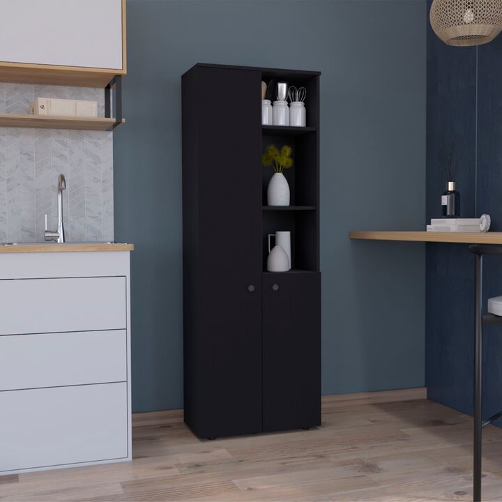 Konik 67-Inch High Storage Cabinet Kitchen Pantry With Three Doors and and Three Exterior Shelves