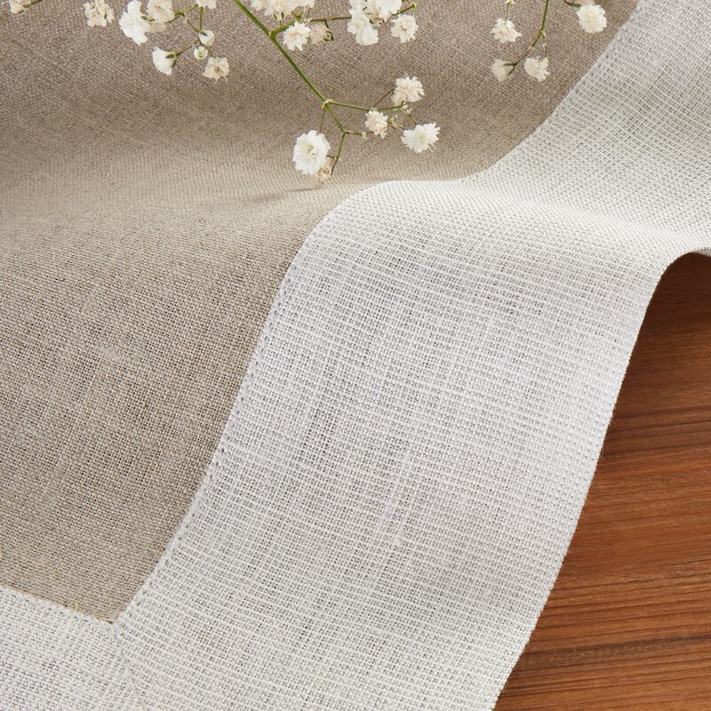 Solino Home 100% Pure Linen Table Throw 52 x 52 Inch | Festive Edge