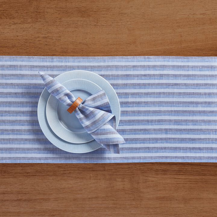 Solino Home 100% Pure Linen Table Runner | Bistro Stripe