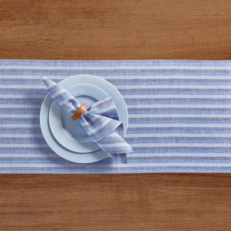 Solino Home 100% Pure Linen Table Runner | Bistro Stripe