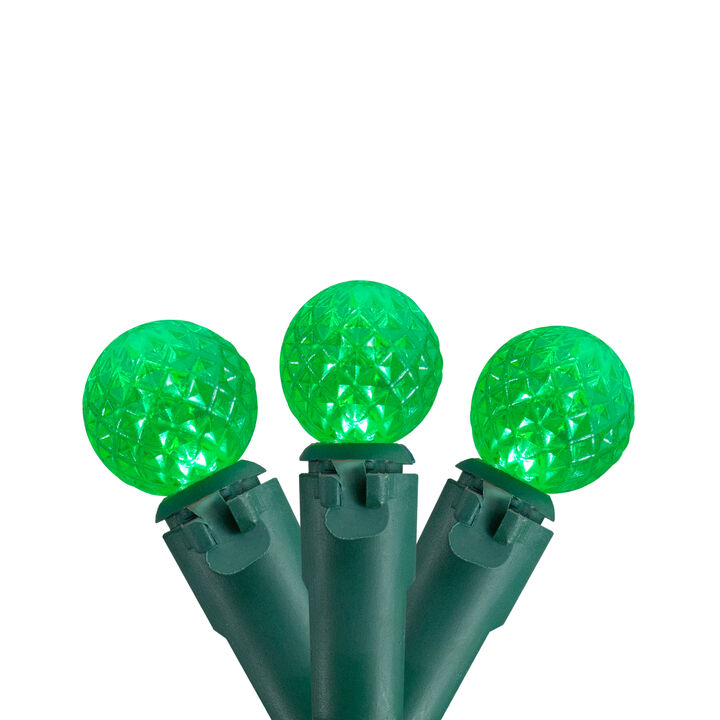 50 Count Green LED G12 Berry Mini Christmas Lights - 15 ft White Wire