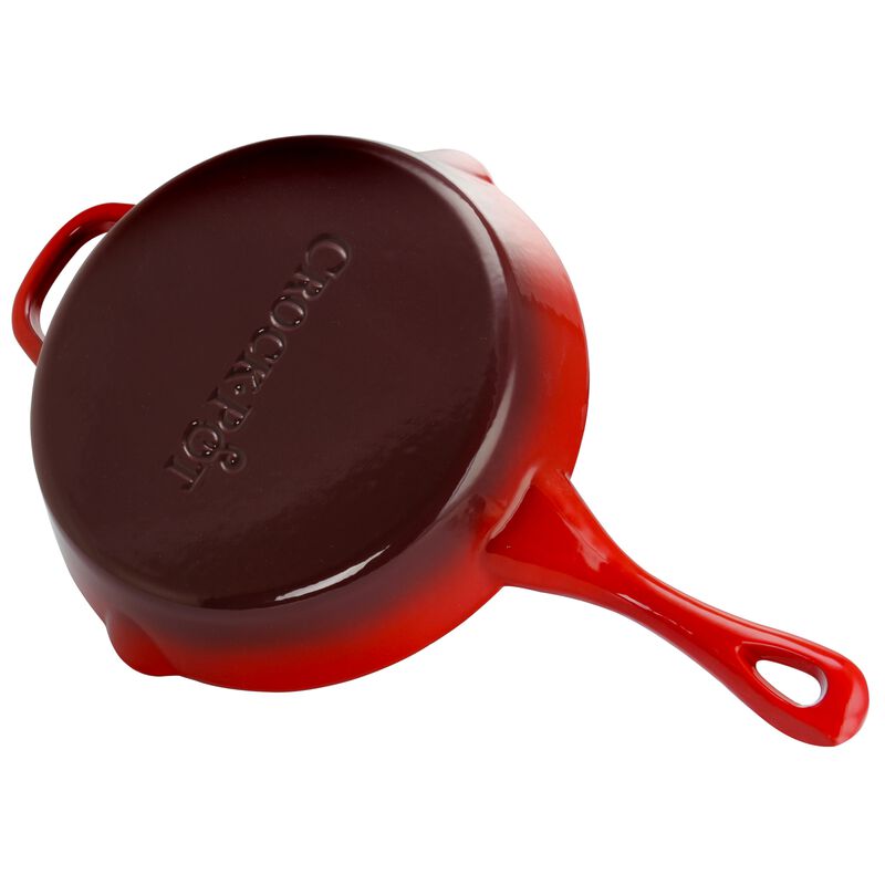 Crock Pot Artisan 10 in. Round Enameled Cast Iron Skillet in Scarlet Red