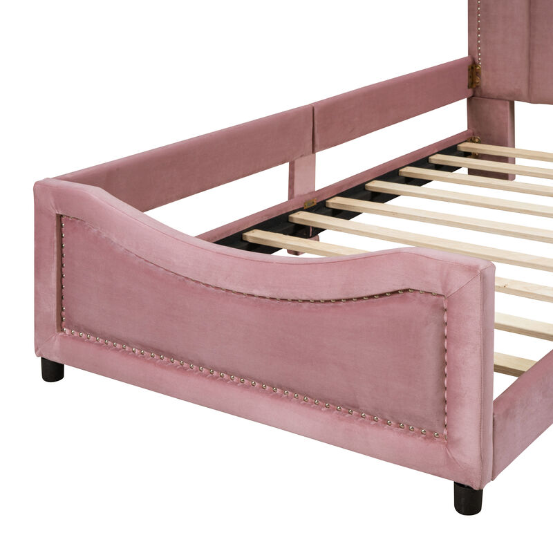 Merax Velvet Upholstered Daybed with Headboard