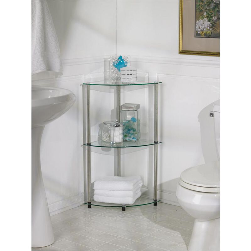 Convience Concept, Inc. Designs2Go Classic Glass 3 Tier Corner Shelf