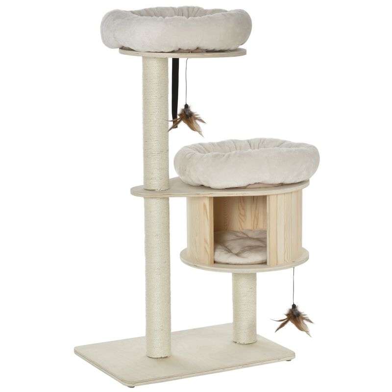 Modern Cat Playground: 3-Level Tree with Posts and Badminton Toy