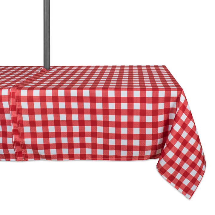 Red and White Checkered Pattern Outdoor Rectangular Tablecloth with Zipper 60� x 84�