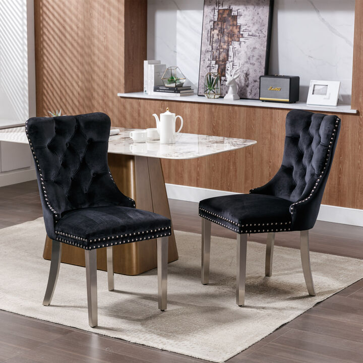 Nikki Collection Modern, High-End Tufted Solid Wood Contemporary Velvet Upholstered Dining