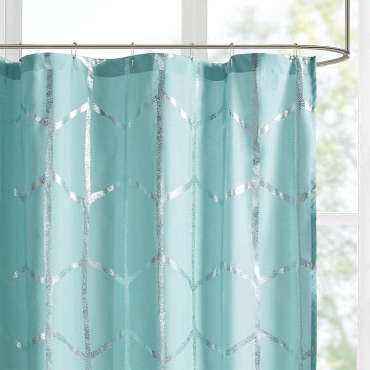 Gracie Mills Isabelle Geometric Metallic Lightweight Shower Curtain