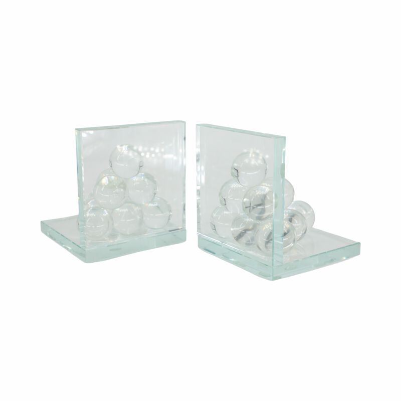 Clear Orb Glass Bookends