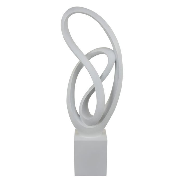 Bob Accent Tabletop Decor, Abstract Sculpture, White Resin, 36 Inch - Benzara