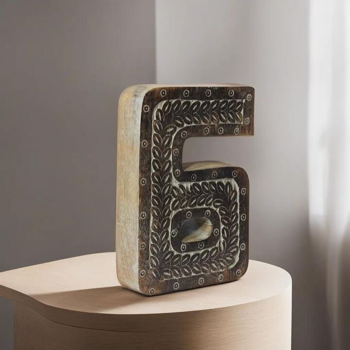 Vintage Gray Handmade Eco-Friendly "6" Numeric Number For Wall Mount & Table Top D�cor