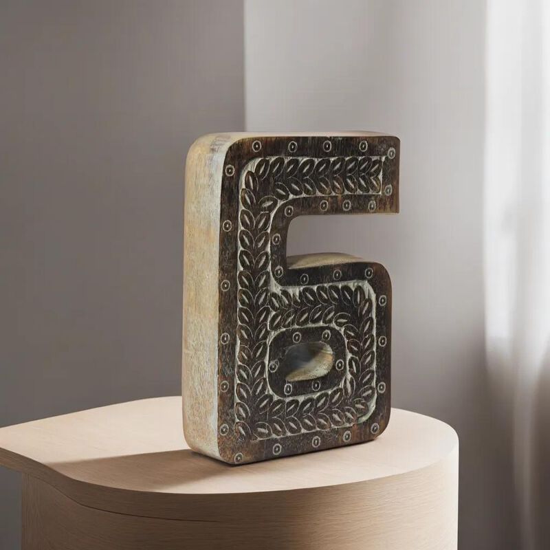 Vintage Gray Handmade Eco-Friendly "6" Numeric Number For Wall Mount & Table Top D�cor