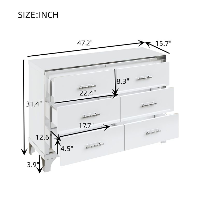 Merax Elegant High Gloss Dresser with Metal Handle