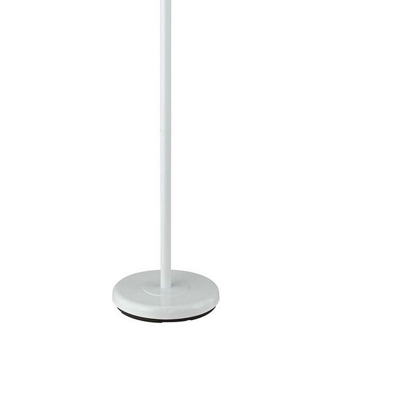 3 Way Torchiere Floor Lamp with Frosted Glass shade and Stable Base, White-Benzara