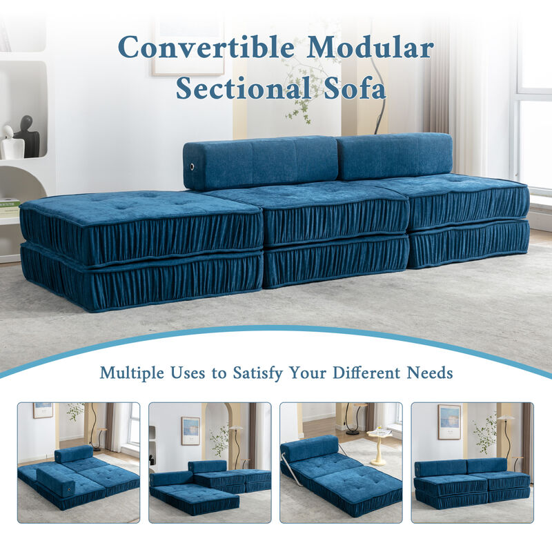 Minimalist Blue Sectional Sofa Set