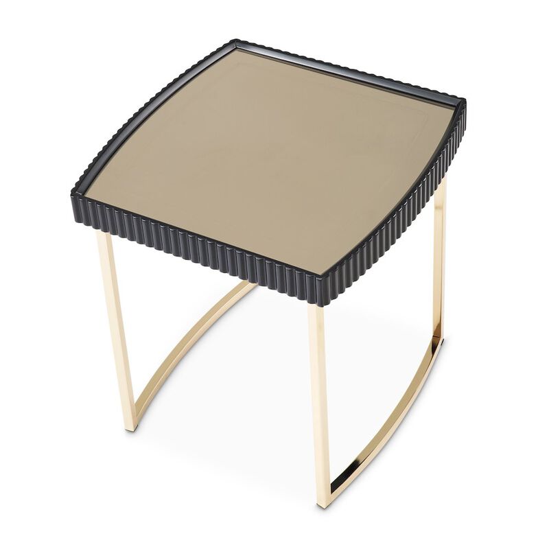 Michael Amini Lisbon Side Table - Silken Matte Black