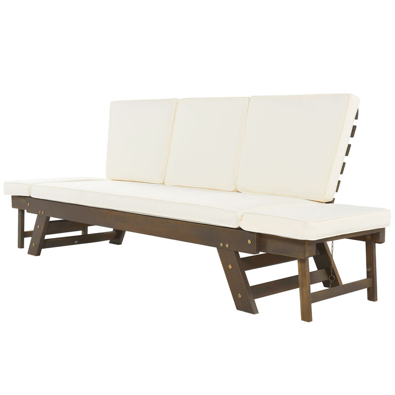 Merax Solid Outdoor Adjustable Patio Wooden Daybed Sofa