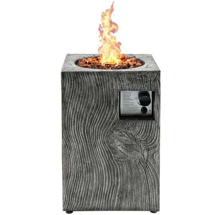 Hivvago 16 Feet Square Outdoor Propane Fire Pit with Lava Rocks Waterproof Cover 30000 BTU