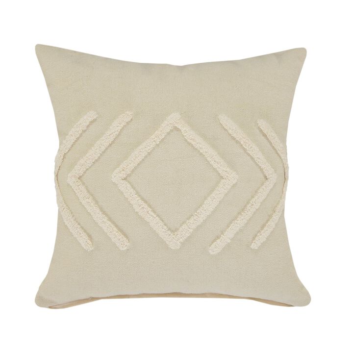 20" Beige Directional Diamond Square Throw Pillow