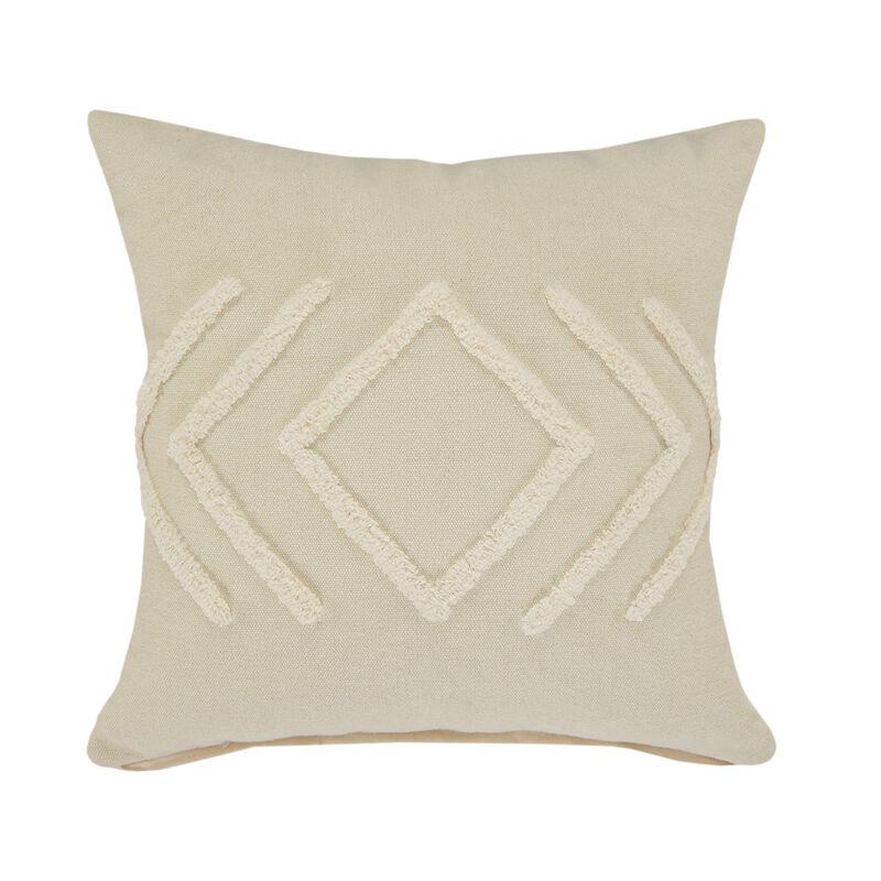 20" Beige Directional Diamond Square Throw Pillow